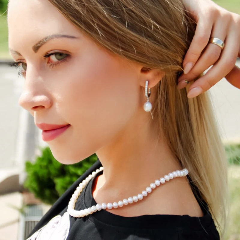 YouNoble, настоящие серьги из серебра 925 пробы, жемчужные свадебные серьги для женщин, серьги из пресноводного жемчуга, подарок на день рождения дочери, розовый, белый