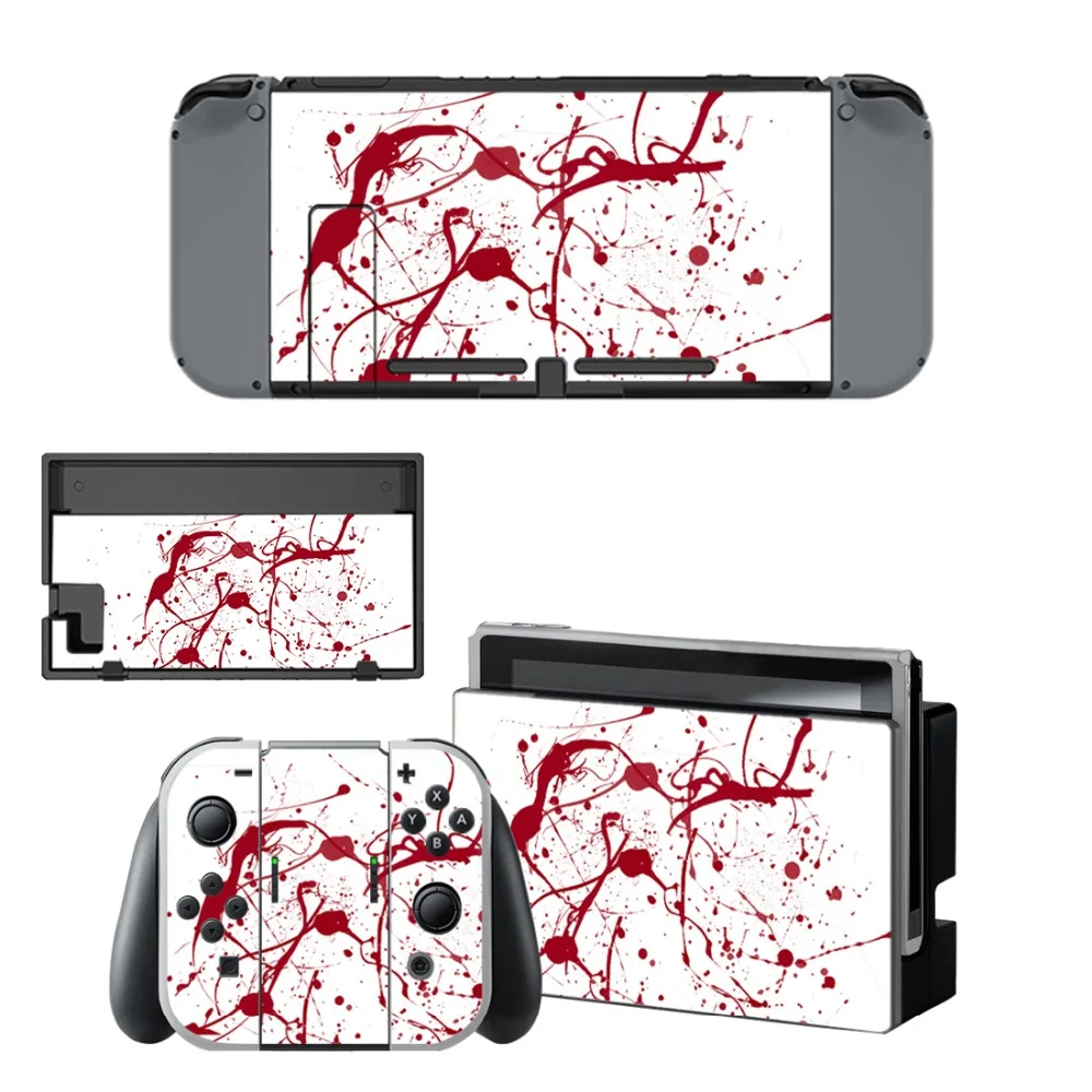 Nintend Switch Vinyl Skins Sticker For Nintendo Switch Console and Controller Skin Set - For Red Blood vinyl screen skin sticker laurel dog skins protector stickers for nintendo switch ns console controller stand sticker
