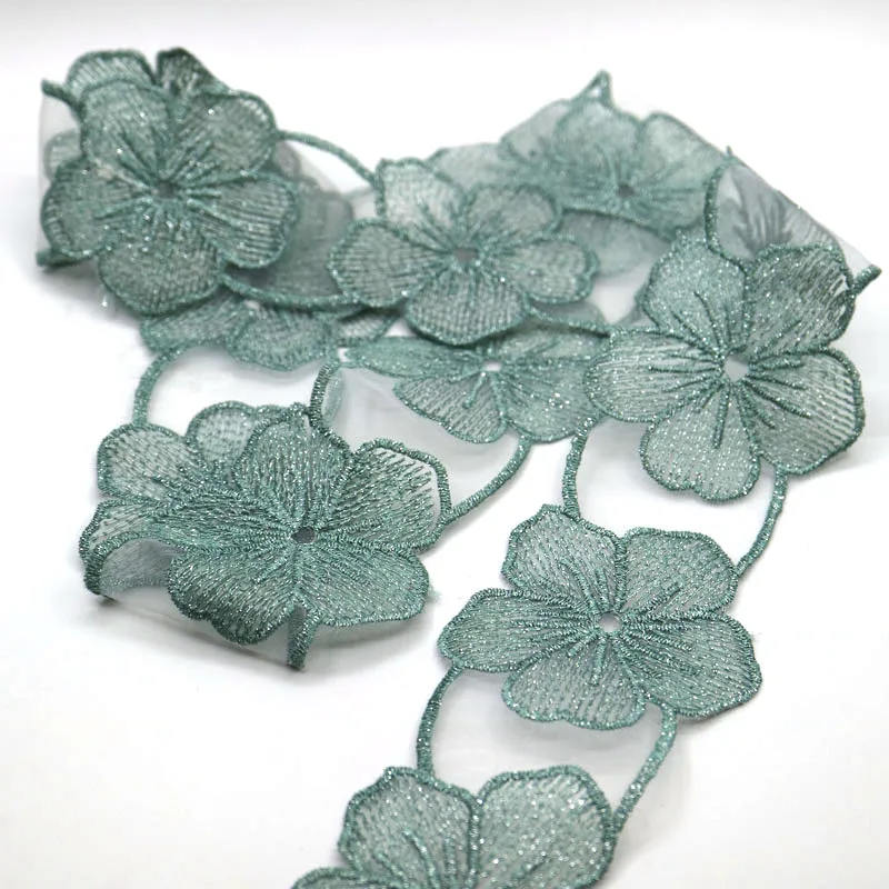 1 ярд Водорастворимая Вышивка Цветочная кружевная отделка нашивки для одежды