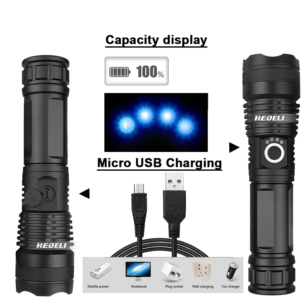 Самый мощный светодиодный фонарик XLamp xhp70.2 Zoom usb фонарь xhp70 охотничий фонарик xhp5018650 или 26650 перезаряжаемый аккумулятор