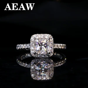 Элегантное обручальное кольцо 5 мм 1ctw карат DEF цвета принцесса Halo обручальное кольцо Moissanite бриллиантовое кольцо для женщин из серебра или белого золота