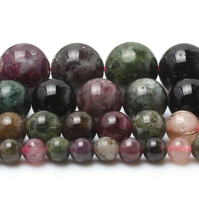 Бусины Из Натурального разноцветного турмалина размеры 4/6/8/10 мм|round beads|beads for jewelry