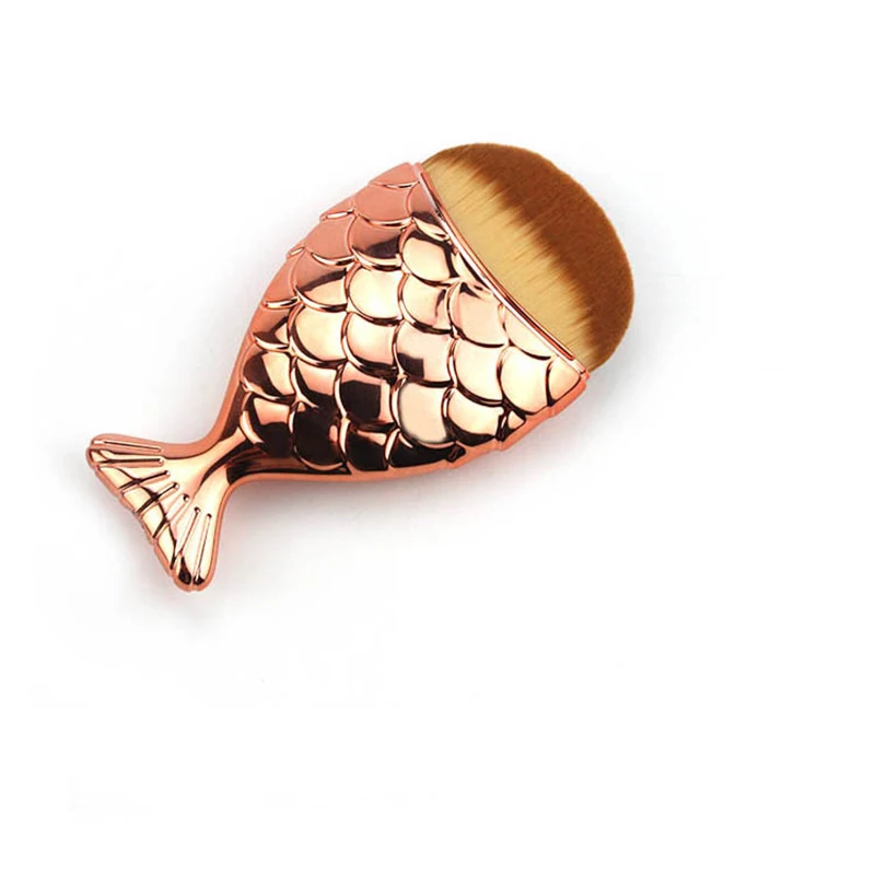 rosegold Профессиональная 1 шт. Женская Кисть для макияжа большой размер рыбий хвост кисти для макияжа основа Кисть маска Русалка кисть - Handle Color: rosegold
