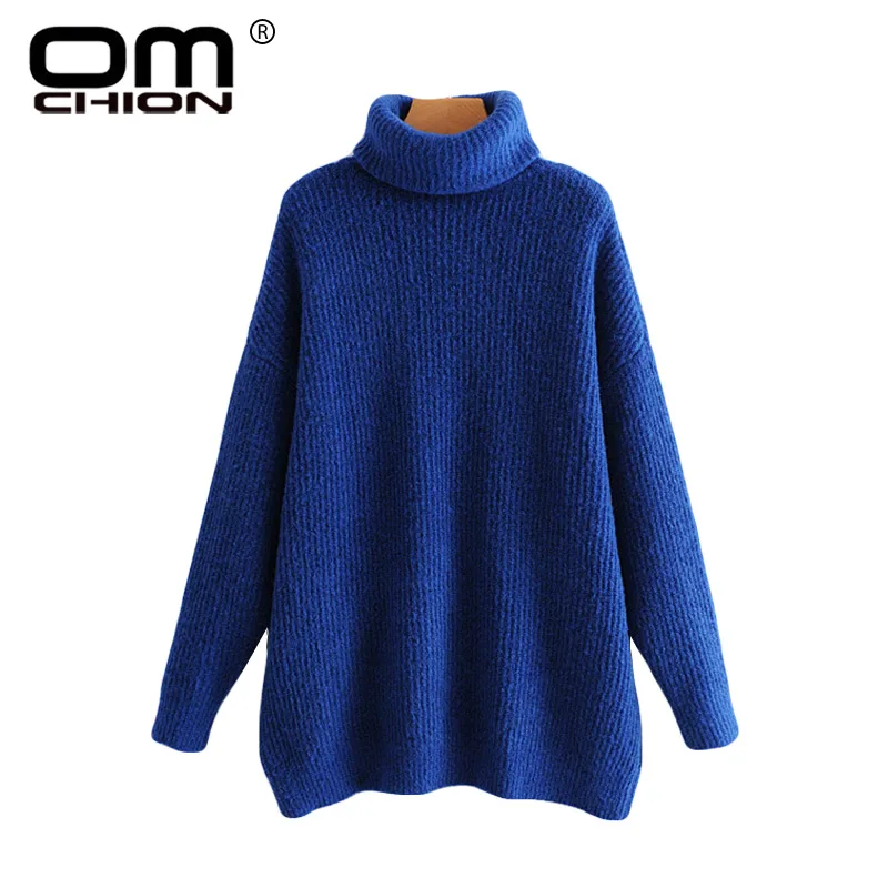 OMCHION Pull Femme Long Sleeve Turtleneck Sweater Women 2018 Winter Korean Solid Thicken Pullover Casual Loose Knit Jumper LMM73 | Женская