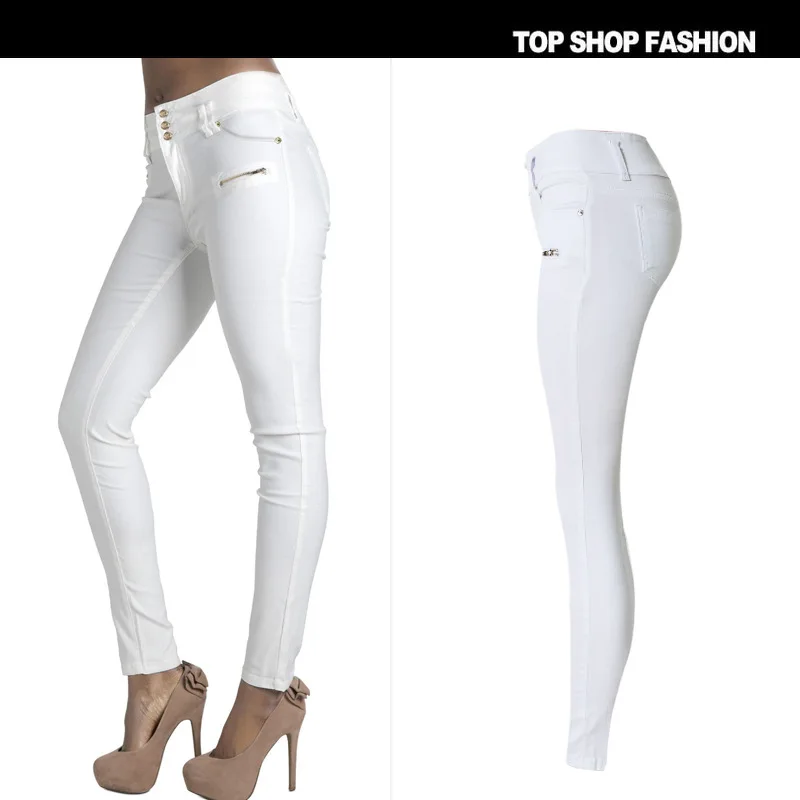 

Cotton Girls Skinny Jeans Casual High Waist Solid Color Slim Fit Skinny Women Pencil Pants European Fashion Tight Trouser