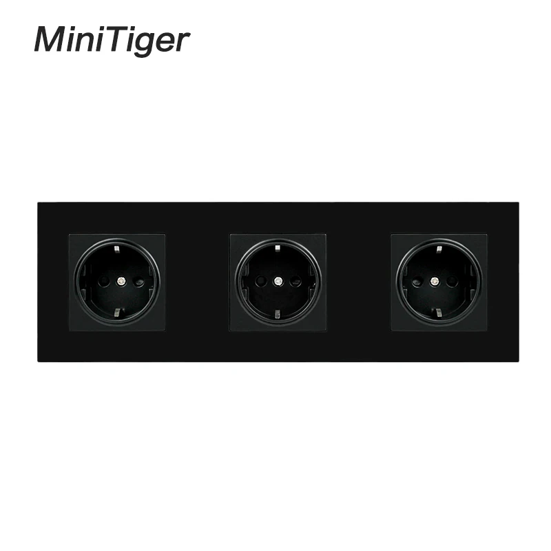 Белая настенная тройная розетка Minitiger из поликарбоната с заземлением 16 А
