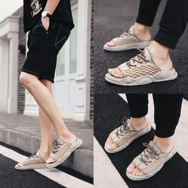 New product men's summer main push stretch fly weave leisure sports tide slippers outdoor sandal beach shoewear garden clogs | Спорт и