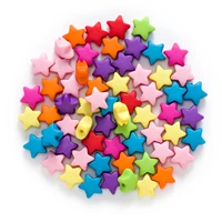 50 piece random mixed multicolor acrylic star findings jewelry making spacer beads women children diy bracelet necklace 12x6mm
