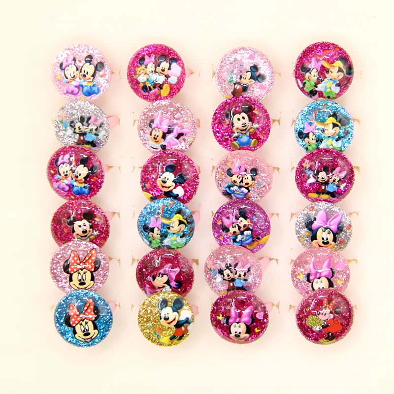 2017 Бесплатная доставка 20 шт милые Разноцветные Детские кольца с рисунком Минни