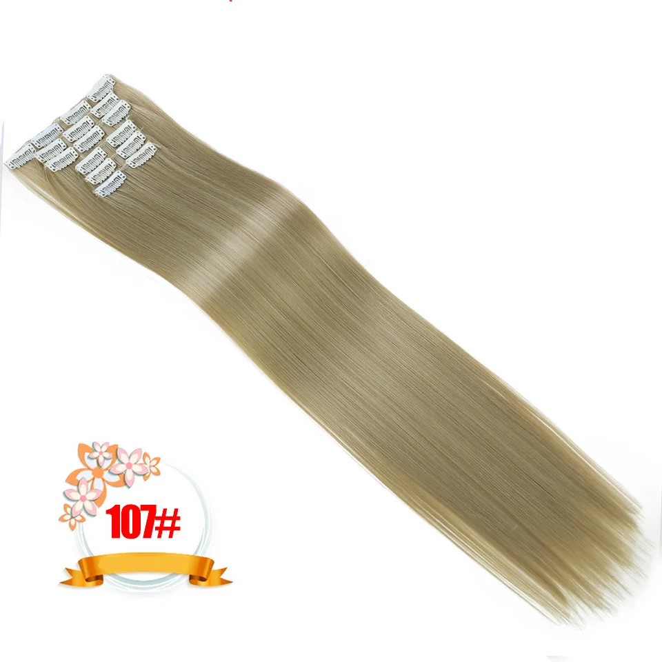 T1B/350 SHANGKE 6 шт./компл. 2", парик, заколки, заколки для волос, трессы, заколки, 16 клипс длинный прямой Синтетические пряди для наращивания волос на клипсах из высокое Температура волокна - Цвет: T1B/350