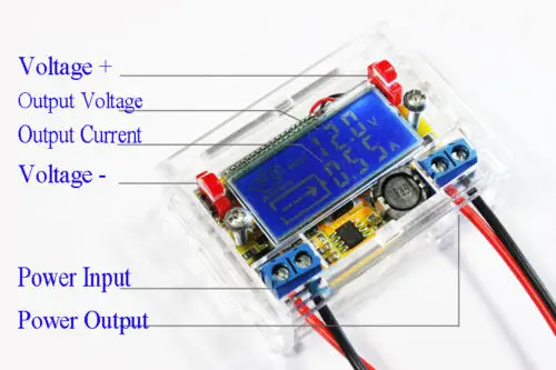 Регулируемый понижающий модуль электропитания с ЖК дисплеем отображением