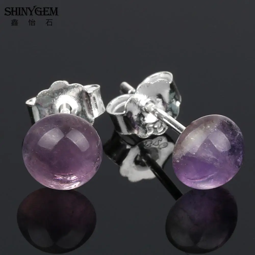 Женские круглые серьги-гвоздики ShinyGem 6 мм маленькие размеры милые класса ААА