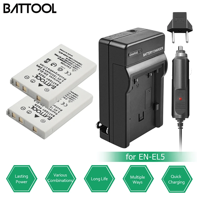 Batcool EN EL5 сменные батареи + зарядное устройство для Nikon Coolpix P500 P510 P520 P530 P4 P80 P90 P100