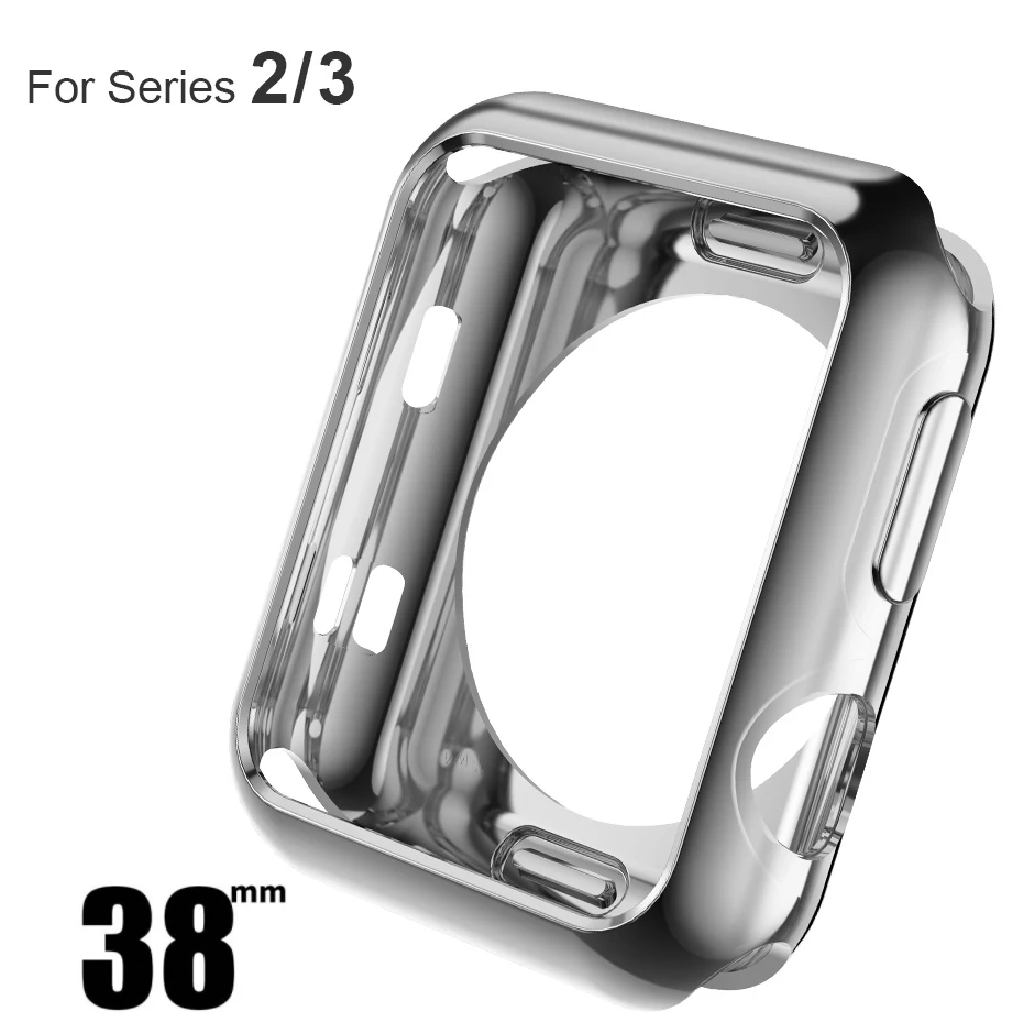 Silver 38mm НОСО Стильный Мягкий Защитный Чехол для Apple Watch iWatch Серии 2 Яркая Красивая Красочная Оболочка Защита Корпуса Часов 38 мм 42 мм идеально подходят 4 цвета Бампер для Часов Защита для Эпл Вотч Айвотч серия два - Цвет: Silver 38mm