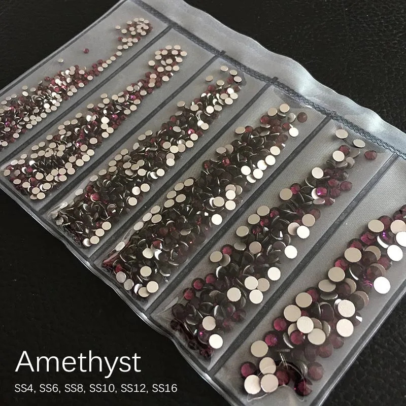 Amethyst SS4-SS16 Стразы для дизайна ногтей с плоской задней поверхностью Блестящий Кристалл DIY Ювелирные изделия бриллианты дизайн аксессуары для маникюра - Цвет: Amethyst