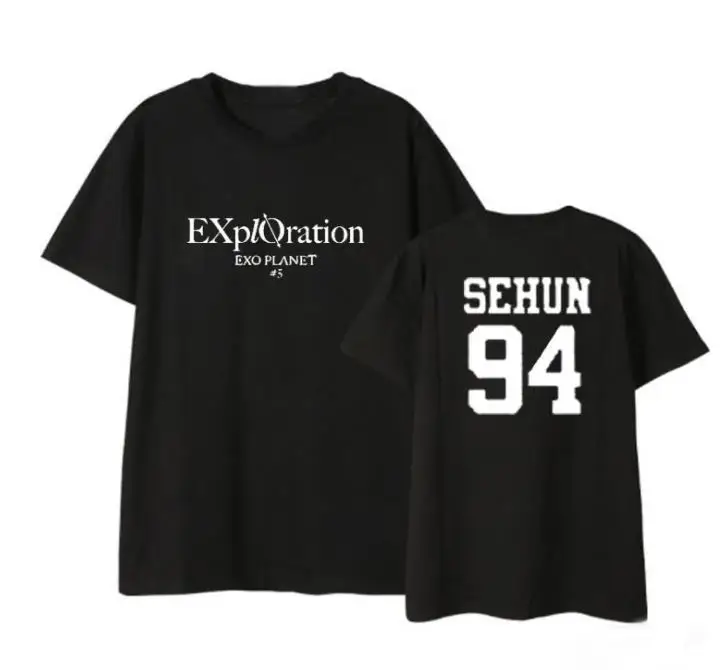 Футболка Kpop exo planet #5 летняя унисекс свободная с коротким рукавом принтом названия