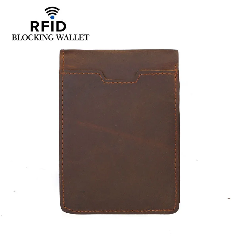 Модный кожаный бумажник для мужчин кошелек из натуральной кожи RFID блокирующий