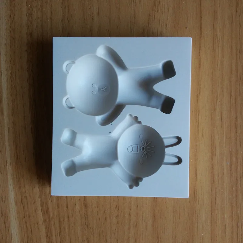 Милый медведь с кроликом 3D силиконовая форма для торта мыло свечи формы кухонной