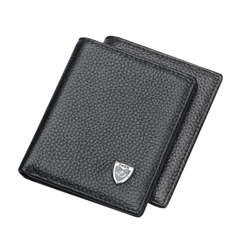 DKER мужские бумажники из мягкой натуральной кожи вертикальные тонкие 2 складные