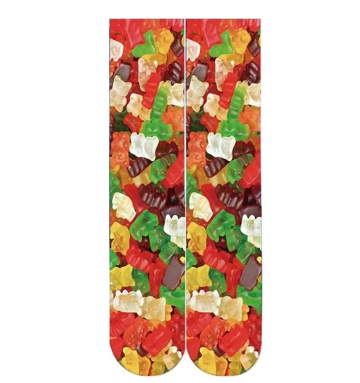 Двухсторонние носки без пятки с цифровым 3D принтом хлопковые хлеба модные и