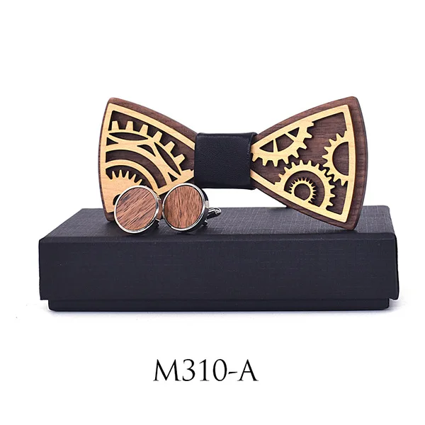 Fashion Handmade wooden MAN'S bow tie gearwheel tie/Brooch/Broth/Cufflinks BOX PACKAGE for party wedding 1set | Украшения и