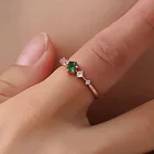 Женское кольцо с розовым и зеленым кристаллом, розовое золото, кубический циркон, Модная бижутерия, #281874