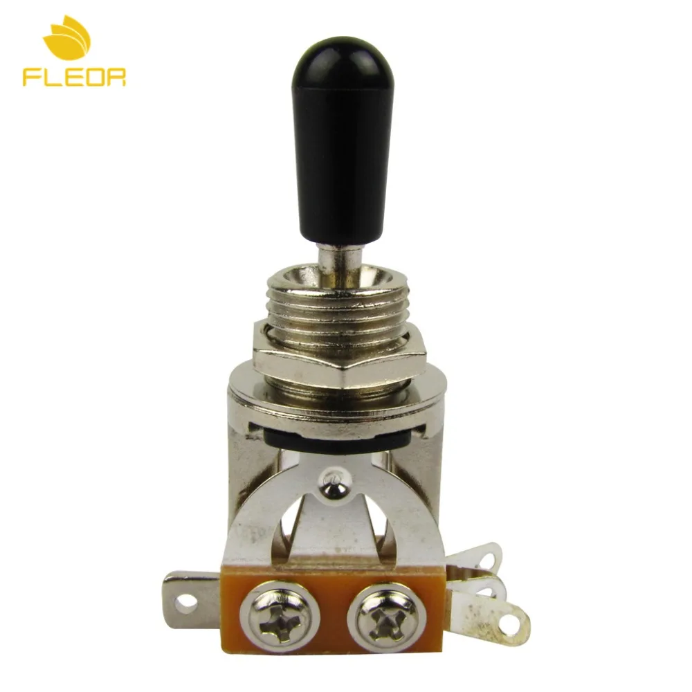 FLEOR 5 шт. никелированный 3-ходовой тумблер с черным наконечником для электрогитары