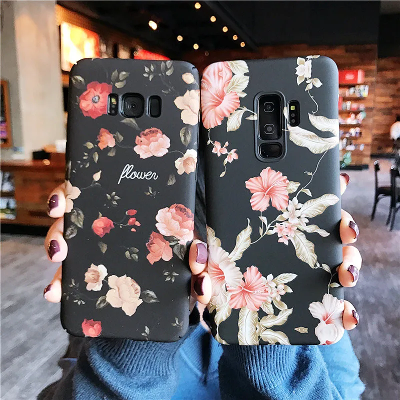 Ретро Красная роза цветок цветочный Чехол для Samsung Galaxy S7 S8 S9 Plus Note8 черный растения