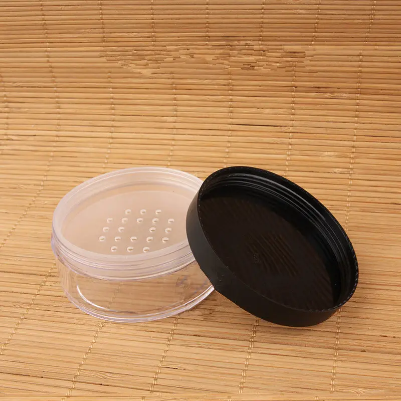 50g Plastic Loose Powder Jar with Sifter Empty Cosmetic Container Black Matte Cap Makeup Compact | Красота и здоровье