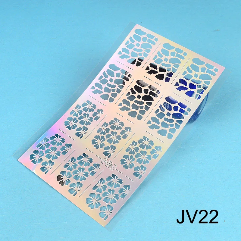 JV220 YZWLE 12 наконечников/лист лазерные ногти виниловые ногти художественный трафарет для ногтей дизайн ногтей, полый наклейки украшения инструменты аксессуары - Цвет: JV220