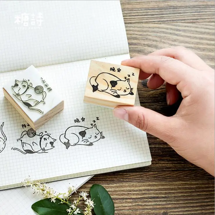 1 шт. х мультяшная серия милых кошек штампы DIY Деревянные и резиновые для