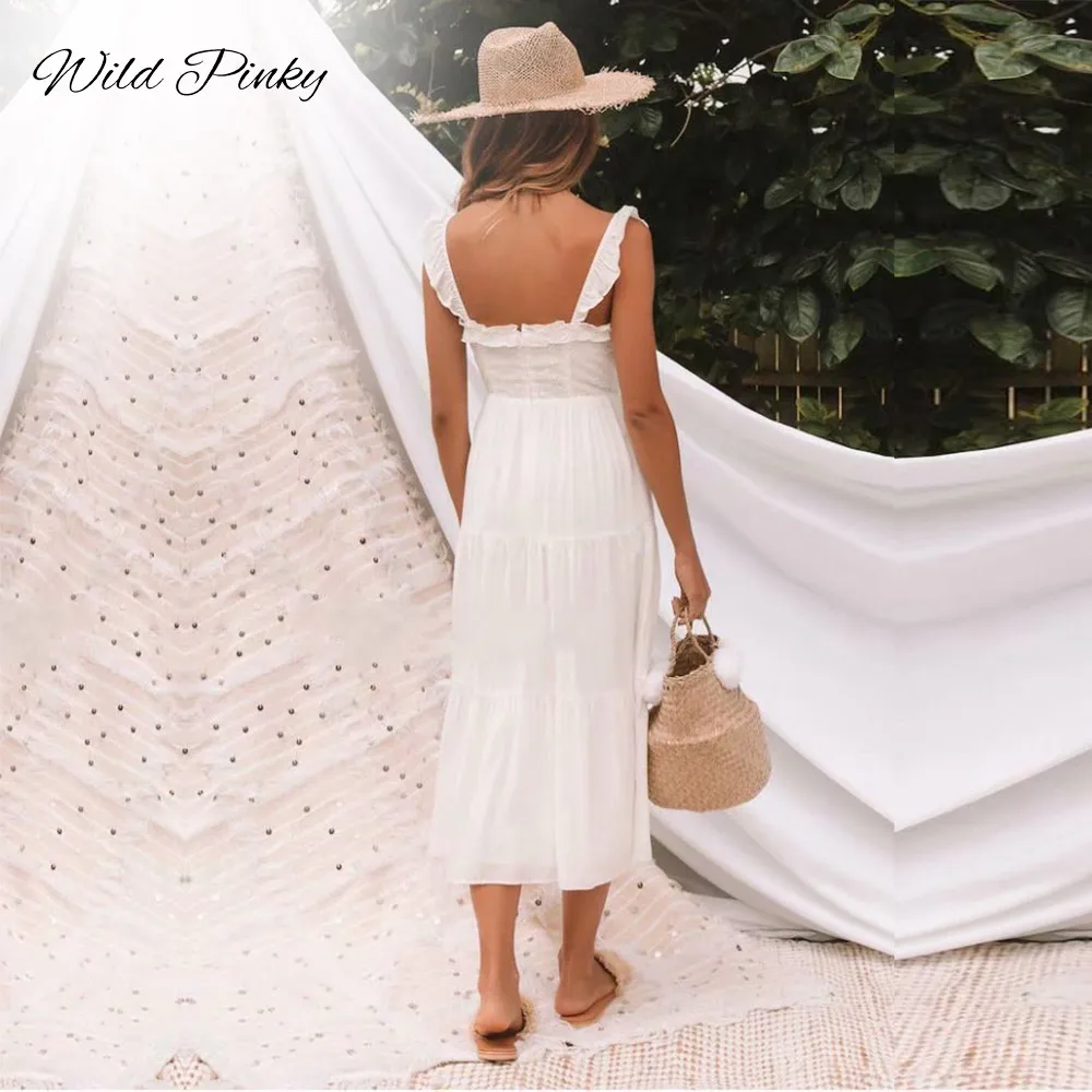 WildPinky Boho женское платье без бретелек сексуальное длинное кружевное с вышивкой