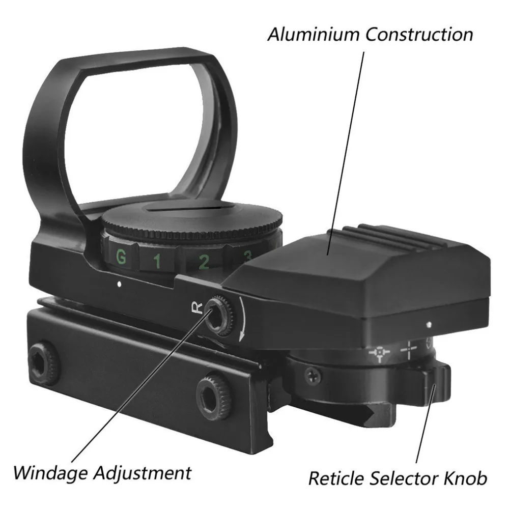 

Optics Rifle Hunting Scope 4 Reticle Holographic Sight Tactical Reflex Sight Red Dot 20mm/11mm Rail Red Green Dot Sight