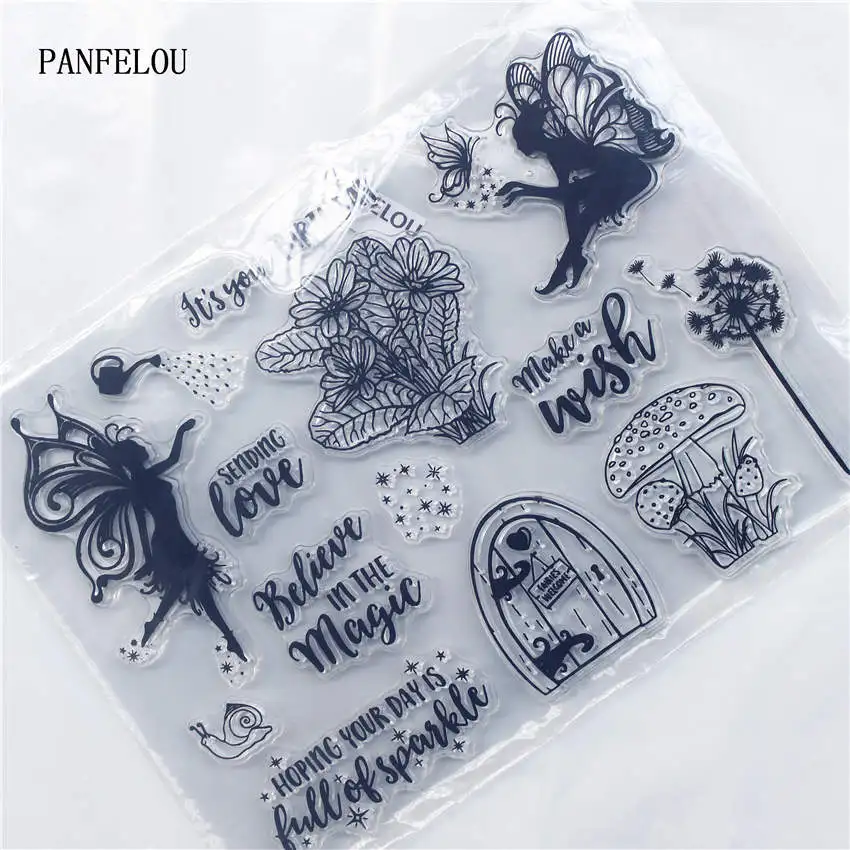 Прозрачный силиконовый штамп PANFELOU 18x12 5 см в виде лесной феи/печать сделай сам для