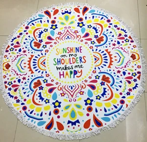 Пляжное полотенце с кисточками пляжное из микрофибры принтом|round beach towel|printed round