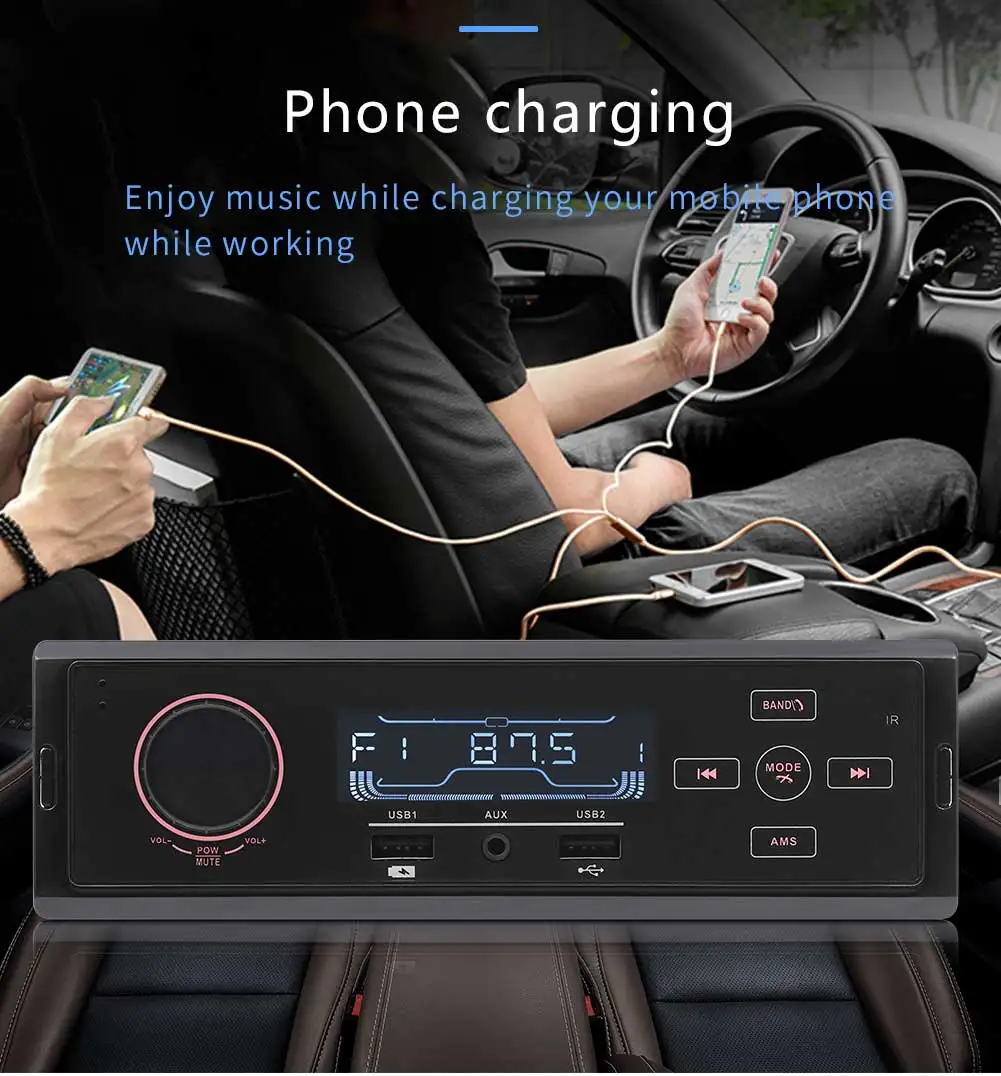 Автомобильный MP3 плеер Bluetooth Сенсорный экран 1DIN стерео аудио FM AM радио Музыка