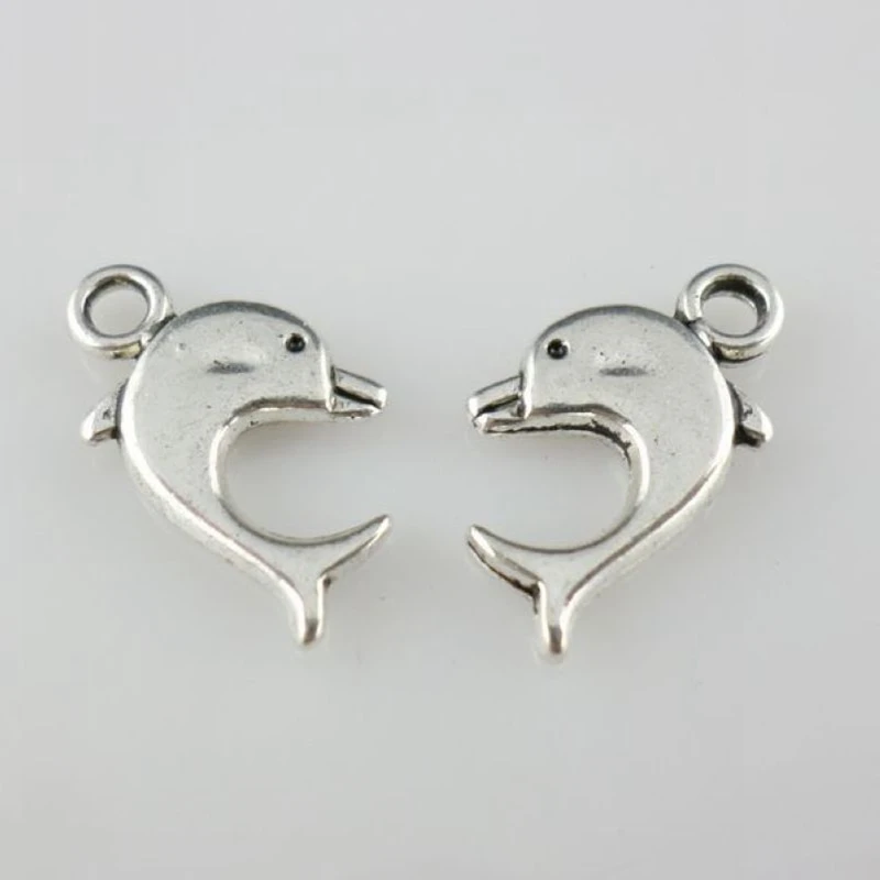 

40pcs Tibetan Silver Cute Small Dolphin Charms Pendants 9x17mm Jewelry Findings