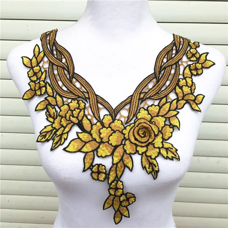 1 шт. цветная Цветочная кружевная ткань аппликация для платья мотив блузка