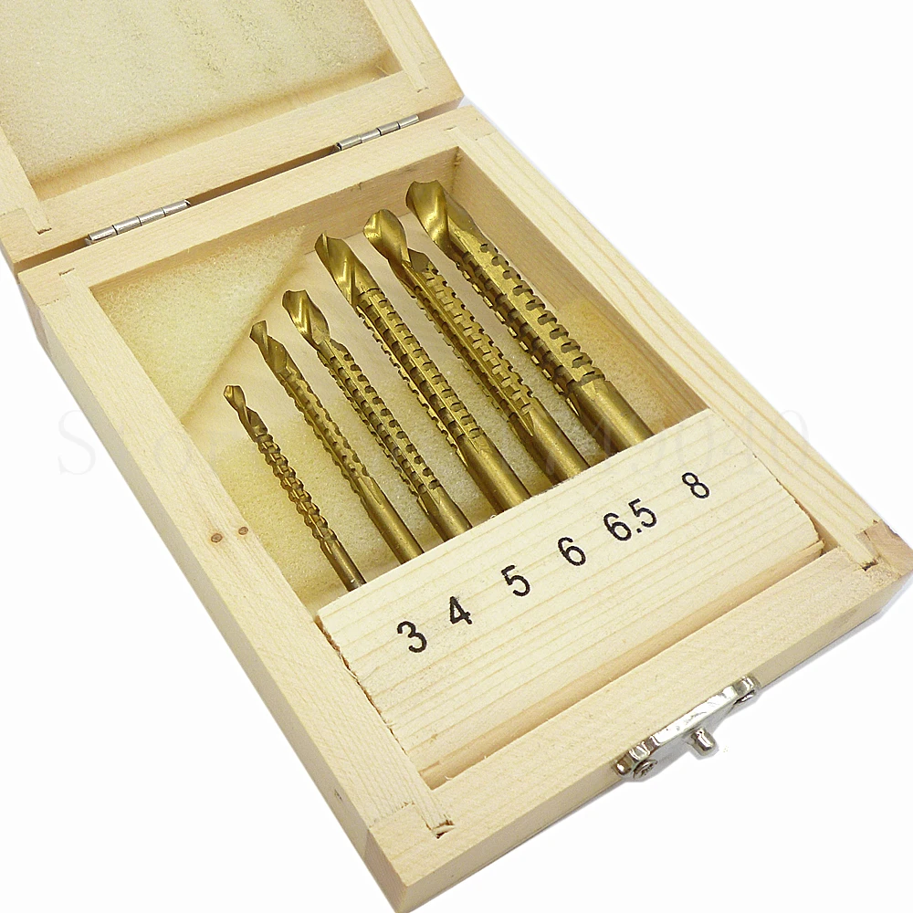 6 шт. HSS титановая сверла с покрытием набор 3 мм до 8 Деревообработка Дерево Металл