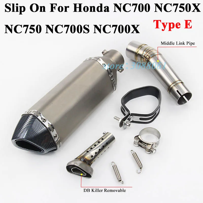 Слипоны для Honda NC700 NC700X NC750 NC750X NC700S мотоцикл Akrapovic выхлопная труба глушитель дБ убийца среднего звенья трубы - Цвет: Type E