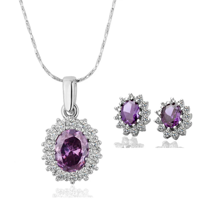 Best Gift For Mother's Day!Exclusive Elemant Royal Blue Crystal Jewelry Set With Platinum Filled Fashion Sets Female | Украшения и