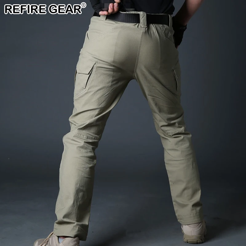 Мужские брюки ReFire Gear IX9 хлопковые для походов альпинизма с множеством карманов