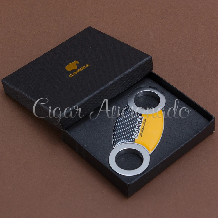 

COHIBA Brand NEW Classic Accessories Pocket Silver&Yellow Stainless Steel Double Blade Cuban Cigars Scissors Sharp Cigar Cutter