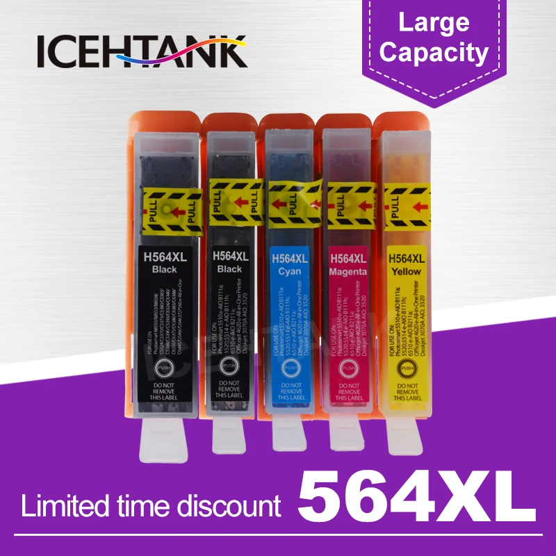 

ICEHTANK 564XL Восстановленный чернильный картридж Замена для HP 564 Photosmart C6380 C6340 C6350 C6375 C6300 картриджи для принтера