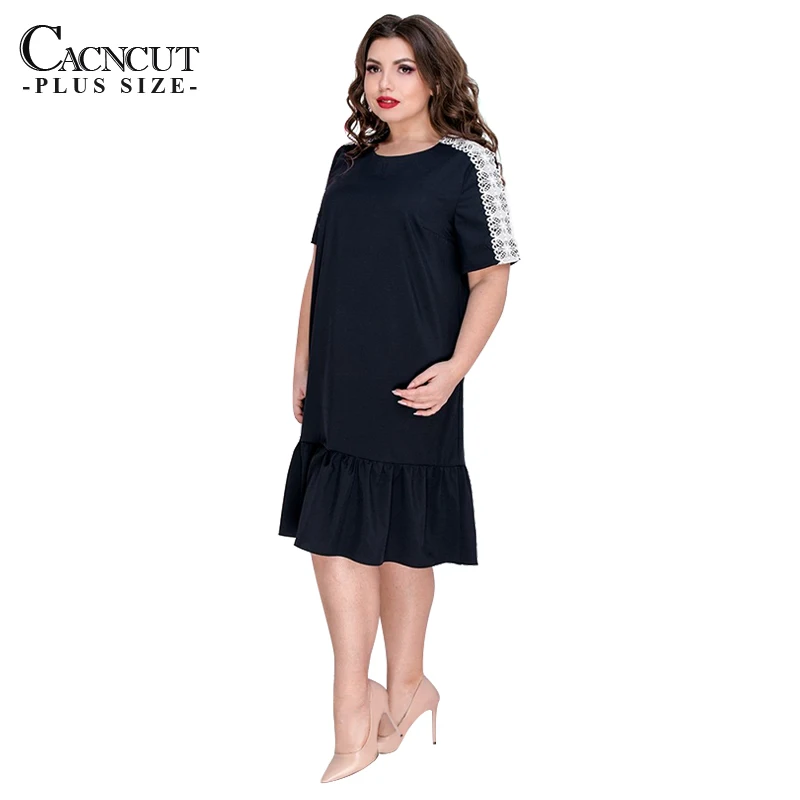 CACNCUT 5XL 6XL 2019 повседневные свободные летние кружевные платья большого размера