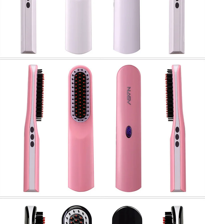 Беспроводной мужской быстрый выпрямитель для бороды, стайлер, Расческа с ЖК-дисплеем, многофункциональная беспроводная USB щетка для выпрямления волос, инструменты для быстрой укладки