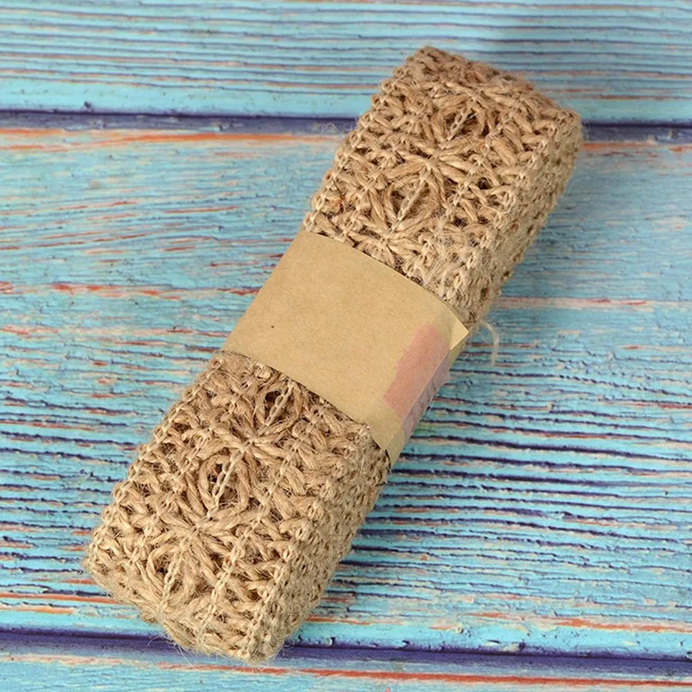 

2y/lot 4cm Jute Burlap Ribbon Natural Hollow Out Hemp Ribbon Braided Rope DIY Material Wedding Party Crafts Decorative Gift Wrap