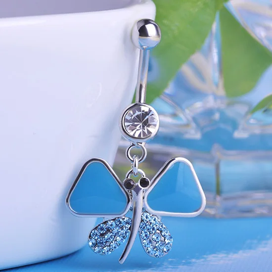 Разные цвета Оранжевая бабочка свисающая пирсинг пупка кольцо в пупок для