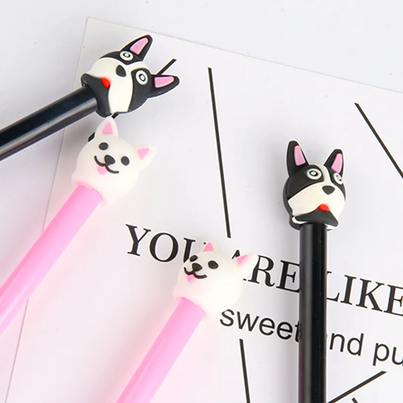 2 шт./лот гелевая ручка с изображением милых собак и животных черные чернила 0 5 мм