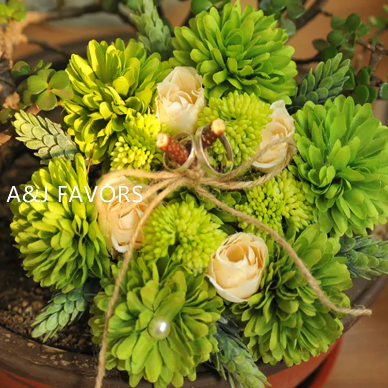 

1pcs lot natural forest flower Ring holder Engagement pillows Marriage Proposal decoration wedding ceremoney ring pillow